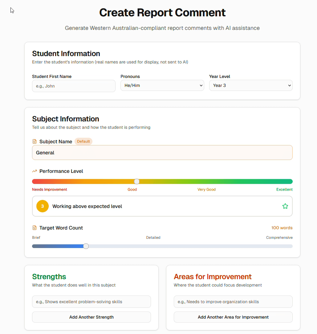 School Report AI demo video showing how to generate report comments